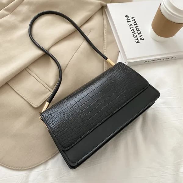 ERIS Crocodile Pattern Underarm Bag – Black